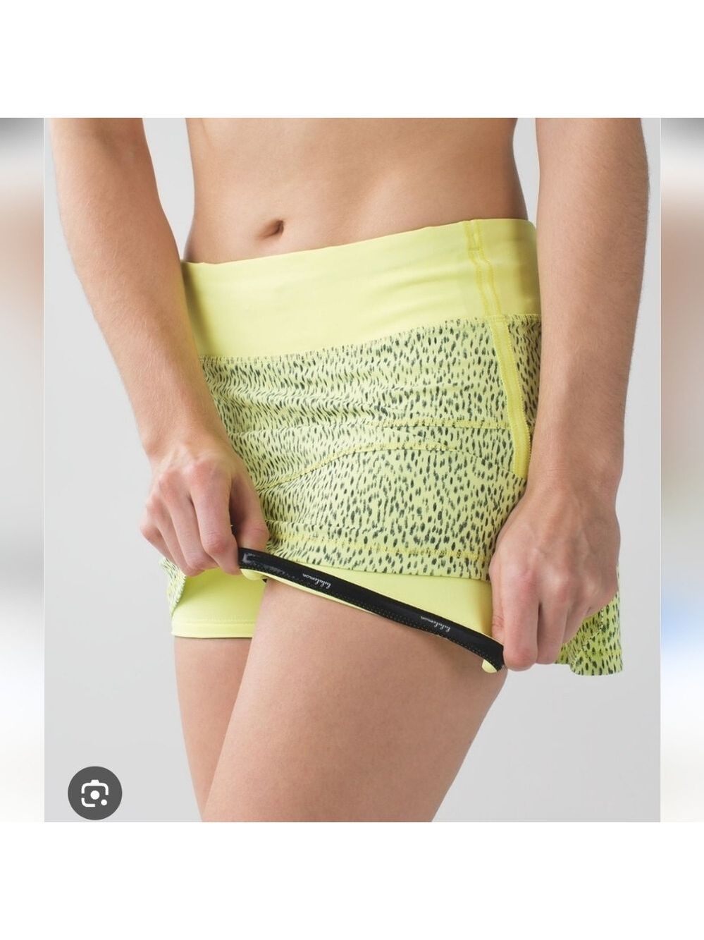 Lululemon Yellow Pace Rival Skirt Built In Shorts Size 10 Dottie Print